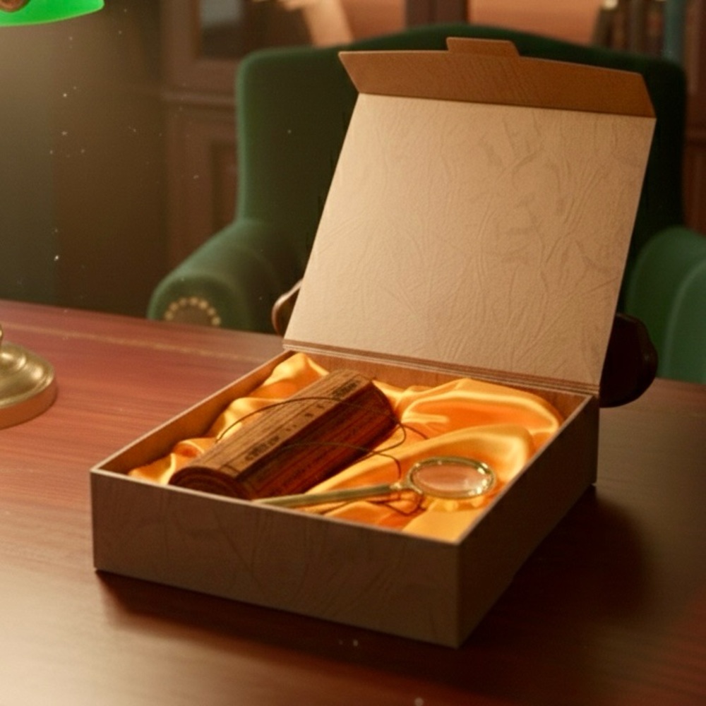 Bamboo Scroll And Magnifying Glass And Beautiful Case